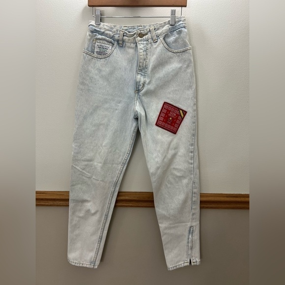 RARE Vintage 80s Guess by GEORGES MARCIANO Light Wash Patched High Waist Jeans - Picture 5 of 11